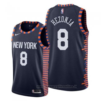 Maglia New York Knicks Mario Hezonja NO 8 Citta 2019 Blu