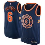 Maglia New York Knicks Porzingis NO 6 Citta 2017-18 Blu