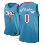 Maglia Oklahoma City Thunder Russell Westbrook NO 0 Citta 2018-19 Blu