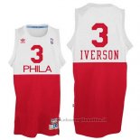 Maglia Philadelphia 76ers Allen Iverson NO 3 Throwback Bianco Rosso