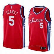 Maglia Philadelphia 76ers Landry Shamet NO 5 Statement 2018 Rosso