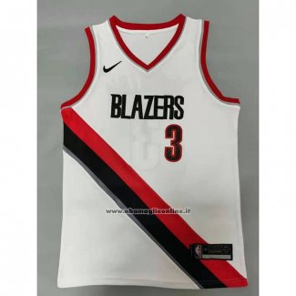 Maglia Portland Trail Blazers C.j. McCollum NO 3 Swingman Association 2017-18 Bianco