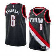 Maglia Portland Trail Blazers Nik Stauskas NO 6 Icon 2018 Nero