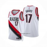 Maglia Portland Trail Blazers Shaedon Sharpe No 17 Association 2024-25 Bianco