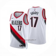 Maglia Portland Trail Blazers Shaedon Sharpe No 17 Association 2024-25 Bianco