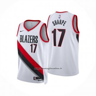 Maglia Portland Trail Blazers Shaedon Sharpe No 17 Association 2024-25 Bianco