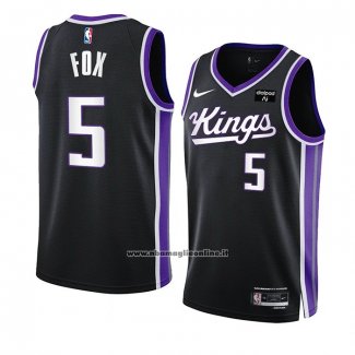 Maglia Sacramento Kings De'aaron Fox #5 Icon 2023-24 Nero