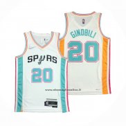 Maglia San Antonio Spurs Manu Ginobili #20 Citta 2021-22 Bianco