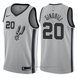 Maglia San Antonio Spurs Manu Ginobili NO 20 Statement 2017-18 Grigio