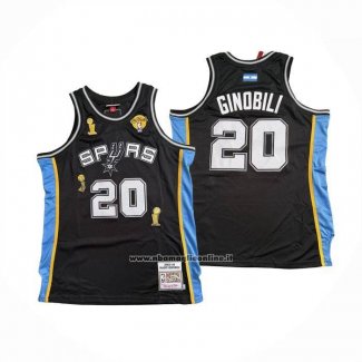 Maglia San Antonio Spurs Manu Ginobili No 20 Mitchell & Ness 2002-18 Nero
