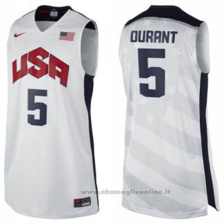 Maglia USA 2012 Kevin Durant NO 5 Bianco