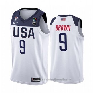 Maglia USA Jaylen Brown NO 9 2019 FIBA Basketball World Cup Bianco
