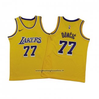 Maglia Bambino Los Angeles Lakers Luka Doncic No 77 Icon 2024-25 Giallo