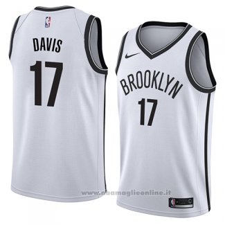 Maglia Brooklyn Nets Ed Davis NO 17 Association 2018 Bianco