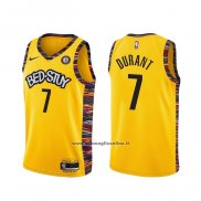 Maglia Brooklyn Nets Kevin Durant #7 Citta 2020-21 Giallo