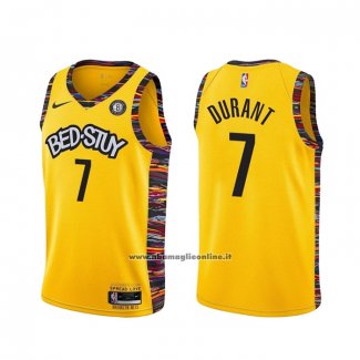 Maglia Brooklyn Nets Kevin Durant #7 Citta 2020-21 Giallo