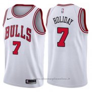 Maglia Chicago Bulls Justin Holiday NO 7 Association 2017-18 Bianco