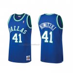 Maglia Dallas Mavericks Dirk Nowitzki NO 41 Mitchell & Ness Hardwood Classics Blu