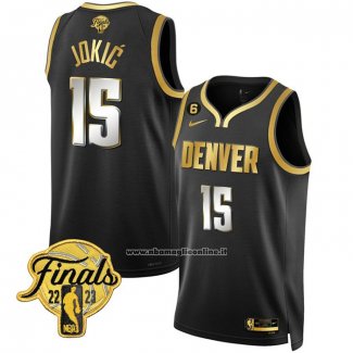 Maglia Denver Nuggets Nikola Jokic #15 Citta 2023 NBA Finals Nero