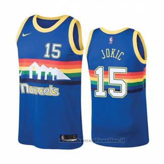 Maglia Denver Nuggets Nikola Jokic NO 15 Hardwood Classics 2019-20 Blu