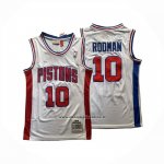 Maglia Detroit Pistons Dennis Rodman No 10 Mitchell & Ness 1988-89 Bianco