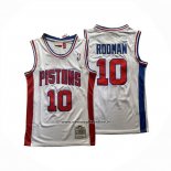 Maglia Detroit Pistons Dennis Rodman No 10 Mitchell & Ness 1988-89 Bianco
