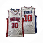 Maglia Detroit Pistons Dennis Rodman No 10 Mitchell & Ness 1988-89 Bianco