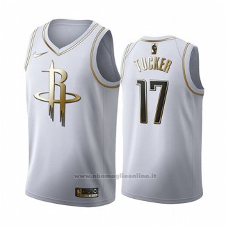 Maglia Golden Edition Houston Rockets P.j. Tucker NO 17 2019-20 Bianco