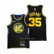 Maglia Golden State Warriors Kevin Durant #35 Citta 2021-22 Nero