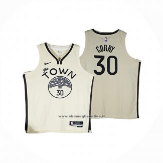 Maglia Golden State Warriors Stephen Curry No 30 Citta 2025-26 Crema