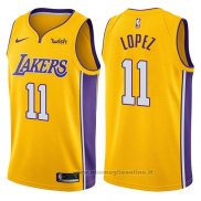 Maglia Los Angeles Lakers Brook Lopez NO 11 2017-18 Giallo