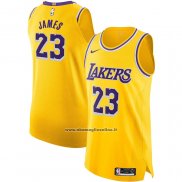 Maglia Los Angeles Lakers LeBron James #23 Icon Autentico Giallo