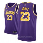 Maglia Los Angeles Lakers Lebron James NO 23 Nike Statement 2018-19 Viola