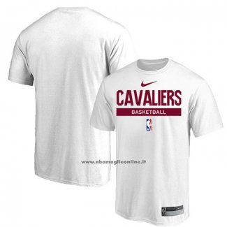 Maglia Manica Corta Cleveland Cavaliers Practice Performance 2022-23 Bianco