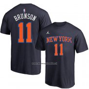 Maglia Manica Corta New York Knicks Jalen Brunson Nero