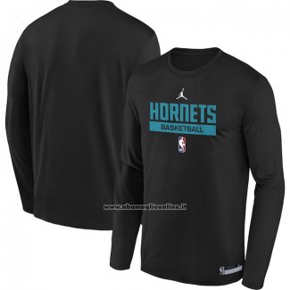 Maglia Manica Lunga Charlotte Hornets Practice Performance 2022-23 Nero