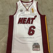 Maglia Miami Heat Lebron James No 6 Mitchell & Ness 2012-13 Bianco