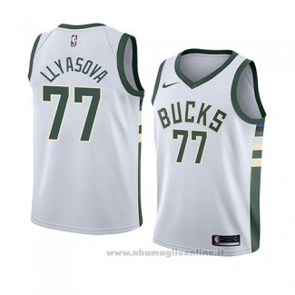 Maglia Milwaukee Bucks Ersan Llyasova NO 77 Association 2018 Bianco