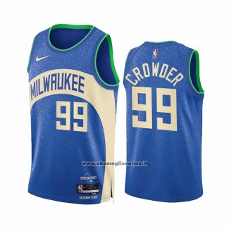 Maglia Milwaukee Bucks Jae Crowder #99 Citta 2023-24 Blu