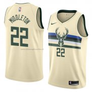 Maglia Milwaukee Bucks Khris Middleton NO 22 Citta 2018 Crema