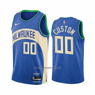 Maglia Milwaukee Bucks Personalizzate Citta 2023-24 Blu