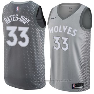 Maglia Minnesota Timberwolves Keita Bates-Diop NO 33 Citta 2017-18 Grigio