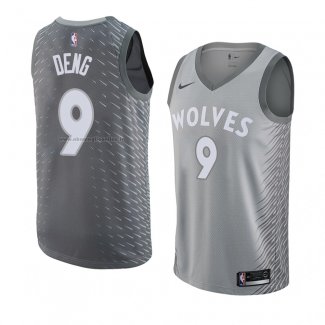 Maglia Minnesota Timberwolves Luol Deng NO 9 Citta 2018 Grigio