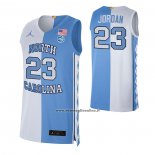 Maglia NCAA North Carolina Tar Heels Michael Jordan #23 Split Blu Bianco