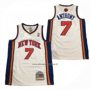 Maglia New York Knicks Carmelo Anthony No 7 Mitchell & Ness 2010-11 Bianco