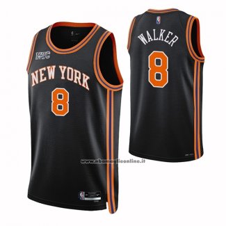 Maglia New York Knicks Kemba Walker #8 Citta 2021-22 Nero