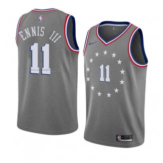 Maglia Philadelphia 76ers James Ennis III NO 11 Citta 2018-19 Grigio