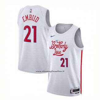 Maglia Philadelphia 76ers Joel Embiid #21 Citta 2022-23 Bianco