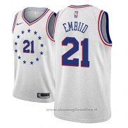 Maglia Philadelphia 76ers Joel Embiid NO 21 Earned 2018-19 Grigio