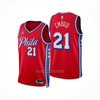 Maglia Philadelphia 76ers Joel Embiid No 21 Statement 2024-25 Rosso
